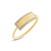0.11ct 14k Yellow Gold Diamond Bar ID Ring Size 4